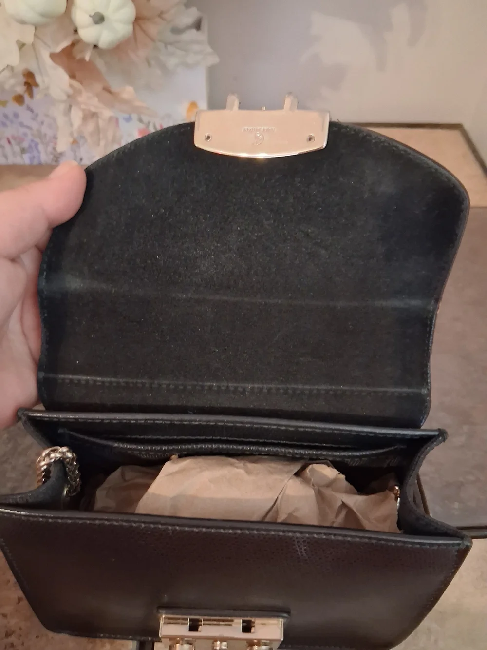 Furla Black Saffiano Leather Metropolis Mini